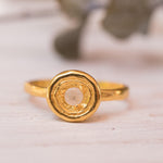 Rainbow Moonstone Ring ~ ~ 14k Gold Plated over Sterling Silver 925 ~ MR150 - Maresia Jewelry