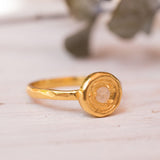 Rainbow Moonstone Ring ~ ~ 14k Gold Plated over Sterling Silver 925 ~ MR150 - Maresia Jewelry