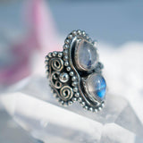 Rainbow Moonstone Ring ~ Sterling Silver 925 ~MR056 - Maresia Jewelry