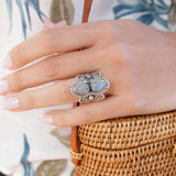 Rainbow Moonstone Ring ~ Sterling Silver 925 ~MR056 - Maresia Jewelry