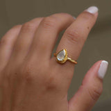 Rainbow Moonstone Tear Drop Ring ~ Gemstone ~ Natural ~ 18k Gold Plated ~ Jewelry ~ Handmade~June Birthstone - MR311