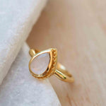 Rainbow Moonstone Tear Drop Ring ~ Gemstone ~ Natural ~ 18k Gold Plated ~ Jewelry ~ Handmade~June Birthstone - MR311