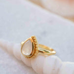 Rainbow Moonstone Tear Drop Ring ~ Gemstone ~ Natural ~ 18k Gold Plated ~ Jewelry ~ Handmade~June Birthstone - MR311