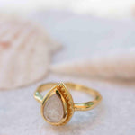 Rainbow Moonstone Tear Drop Ring ~ Gemstone ~ Natural ~ 18k Gold Plated ~ Jewelry ~ Handmade~June Birthstone - MR311