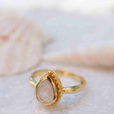 Rainbow Moonstone Tear Drop Ring ~ Gemstone ~ Natural ~ 18k Gold Plated ~ Jewelry ~ Handmade~June Birthstone - MR311