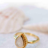 Rainbow Moonstone Tear Drop Ring ~ Gemstone ~ Natural ~ 18k Gold Plated ~ Jewelry ~ Handmade~June Birthstone - MR311