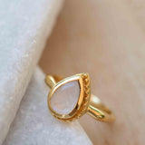 Rainbow Moonstone Tear Drop Ring ~ Gemstone ~ Natural ~ 18k Gold Plated ~ Jewelry ~ Handmade~June Birthstone - MR311
