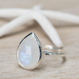 Rainbow Moonstone Tear Drop Ring ~ Gemstone ~ Natural ~ Sterling Silver 925 ~ Jewelry ~ Handmade~June Birthstone MR223