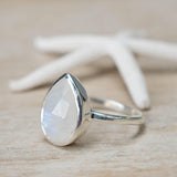 Rainbow Moonstone Tear Drop Ring ~ Gemstone ~ Natural ~ Sterling Silver 925 ~ Jewelry ~ Handmade~June Birthstone MR223