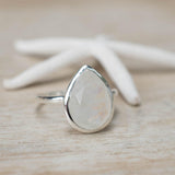 Rainbow Moonstone Tear Drop Ring ~ Gemstone ~ Natural ~ Sterling Silver 925 ~ Jewelry ~ Handmade~June Birthstone MR223