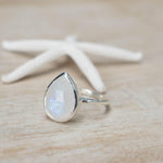 Rainbow Moonstone Tear Drop Ring ~ Gemstone ~ Natural ~ Sterling Silver 925 ~ Jewelry ~ Handmade~June Birthstone MR223