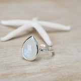 Rainbow Moonstone Tear Drop Ring ~ Gemstone ~ Natural ~ Sterling Silver 925 ~ Jewelry ~ Handmade~June Birthstone MR223