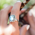 Rectangle Rainbow Labradorite Ring ~ Sterling Silver 925 ~MR012 - Maresia Jewelry