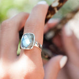 Rectangle Rainbow Labradorite Ring ~ Sterling Silver 925 ~MR012 - Maresia Jewelry