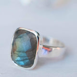 Rectangle Rainbow Labradorite Ring ~ Sterling Silver 925 ~MR012 - Maresia Jewelry