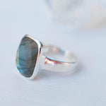 Rectangle Rainbow Labradorite Ring ~ Sterling Silver 925 ~MR012 - Maresia Jewelry