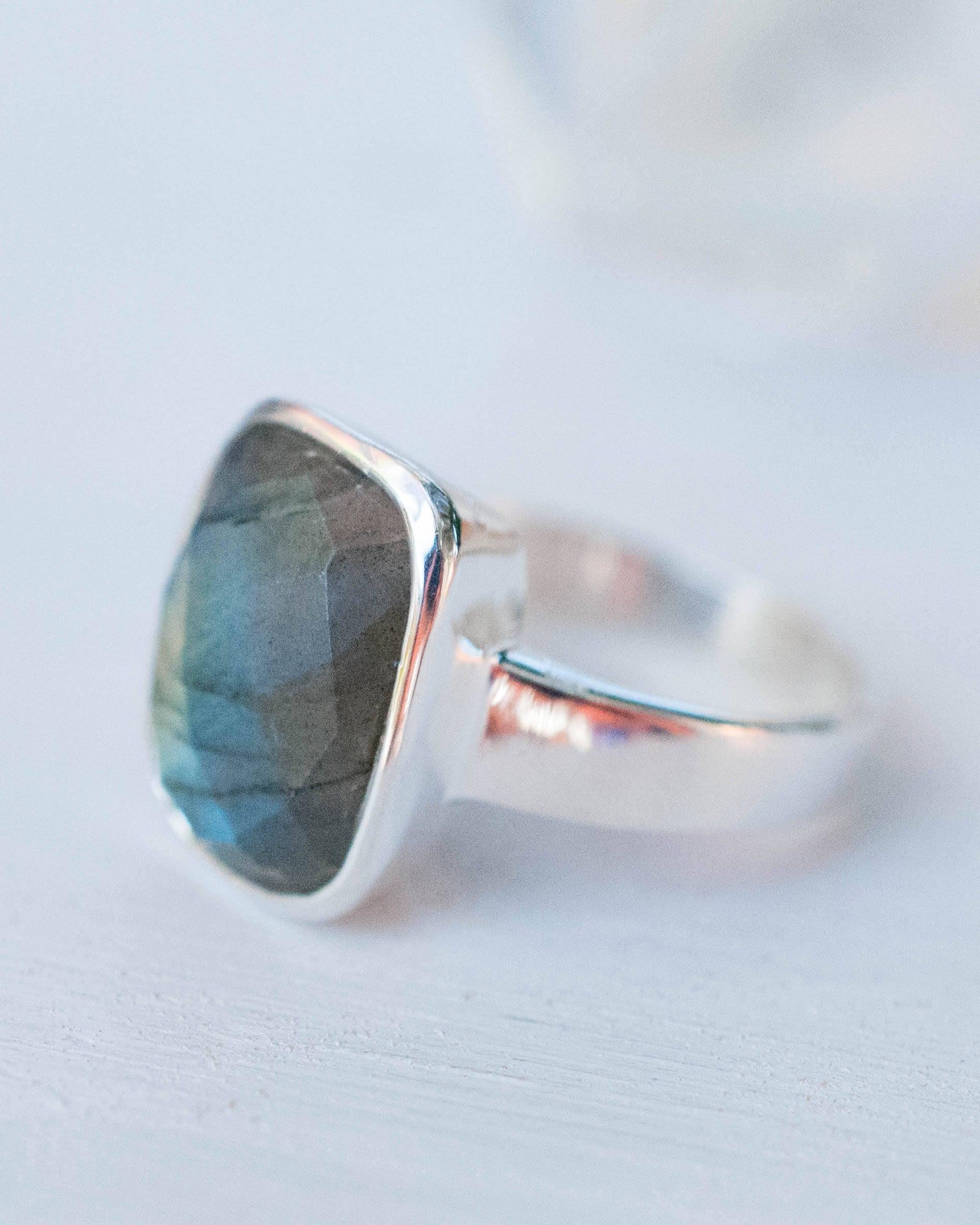 Rectangle Rainbow Labradorite Ring ~ Sterling Silver 925 ~MR012 - Maresia Jewelry