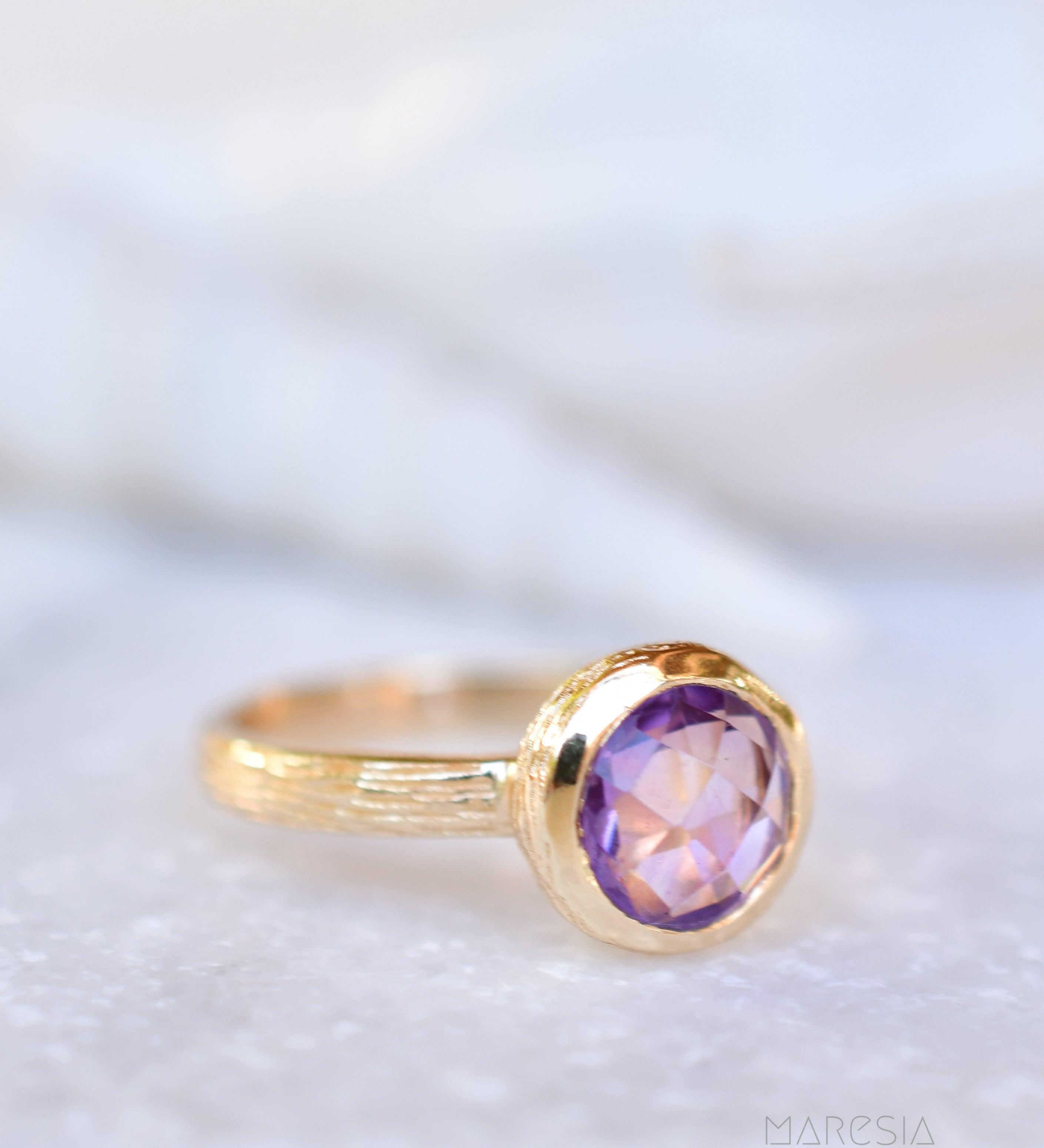 Renata Amethyst Gold Ring ~ 18k Gold Plated ~ SMR121 - Maresia Jewelry