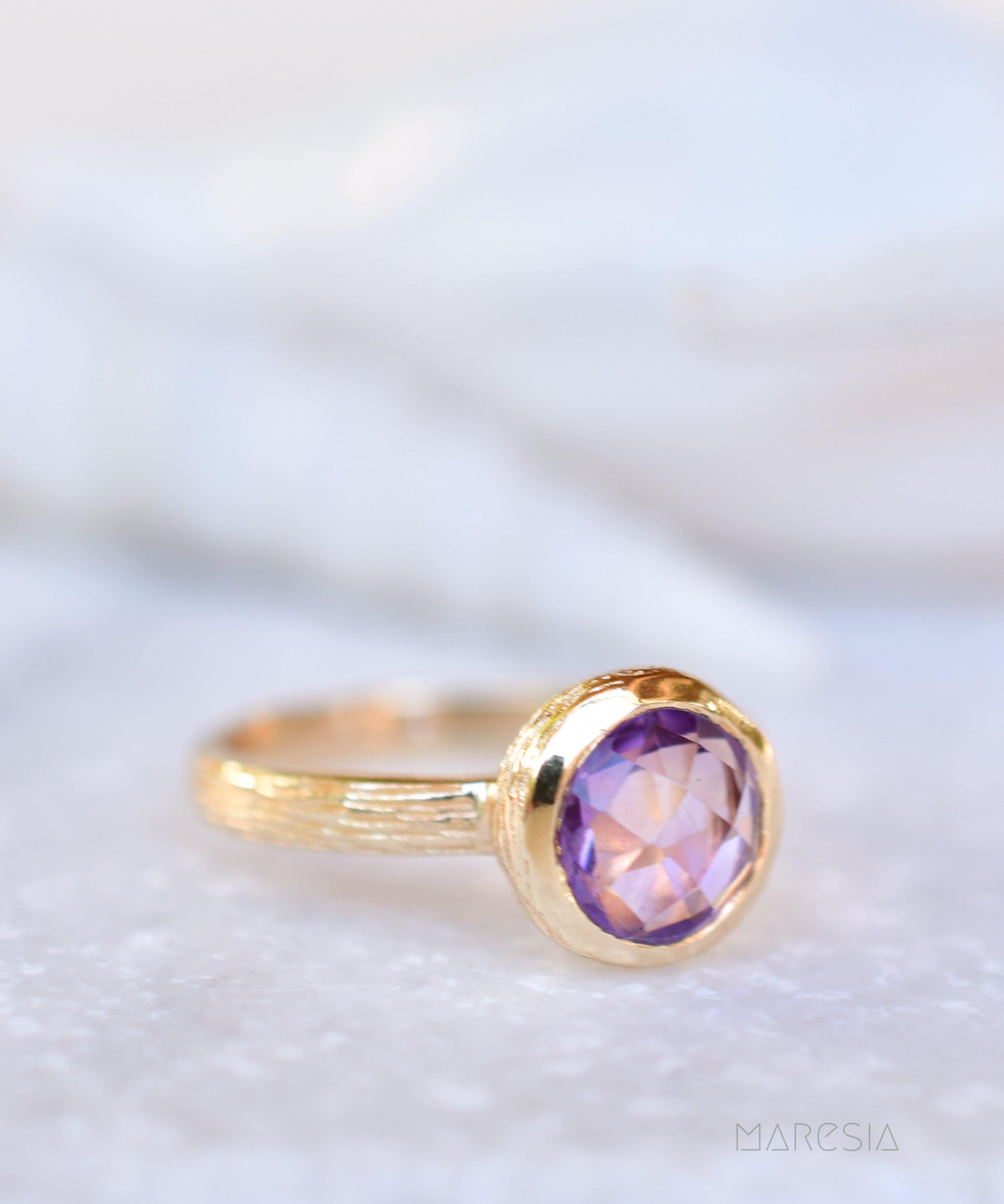 Renata Amethyst Gold Ring ~ 18k Gold Plated ~ SMR121 - Maresia Jewelry