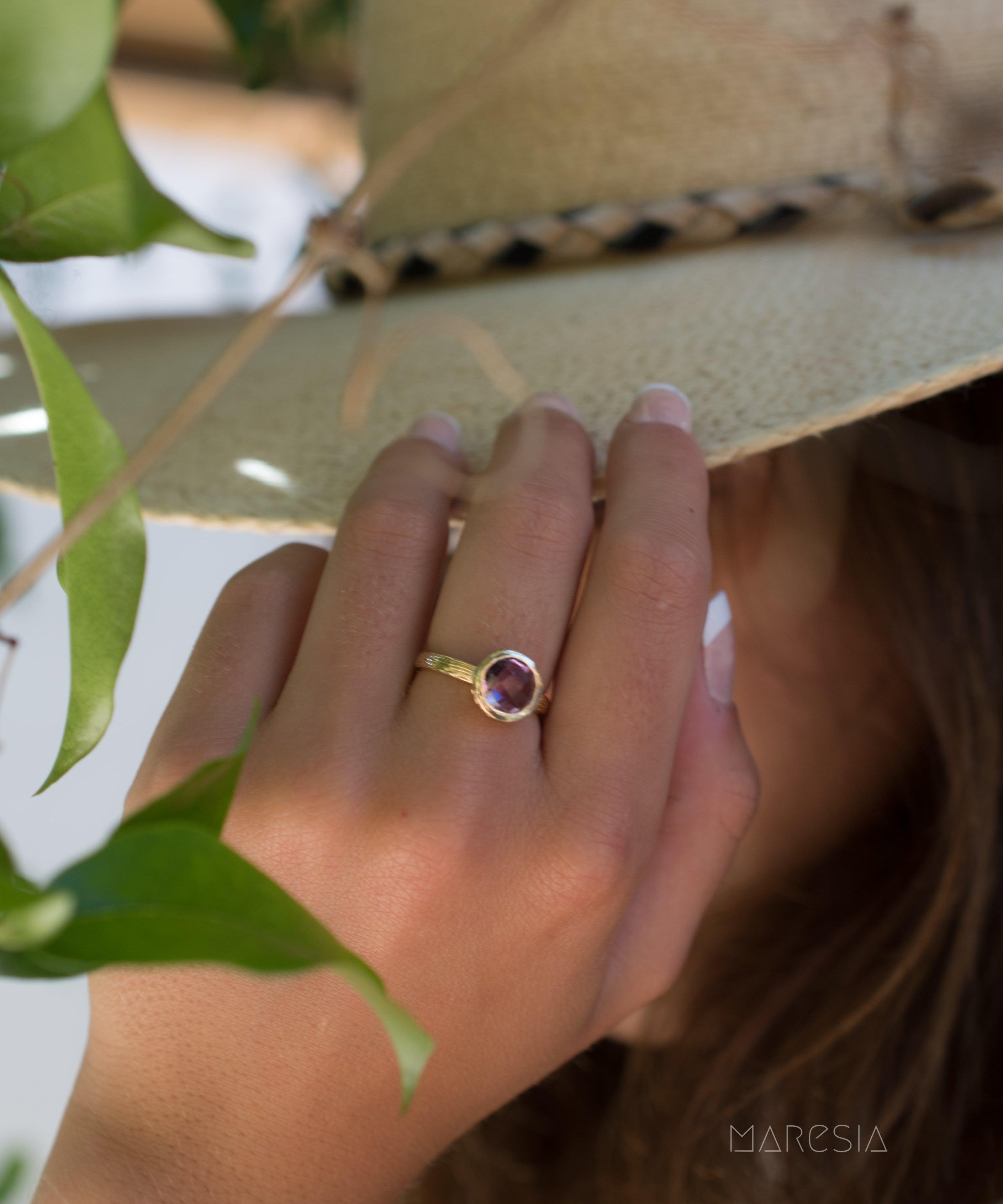 Renata Amethyst Gold Ring ~ 18k Gold Plated ~ SMR121 - Maresia Jewelry