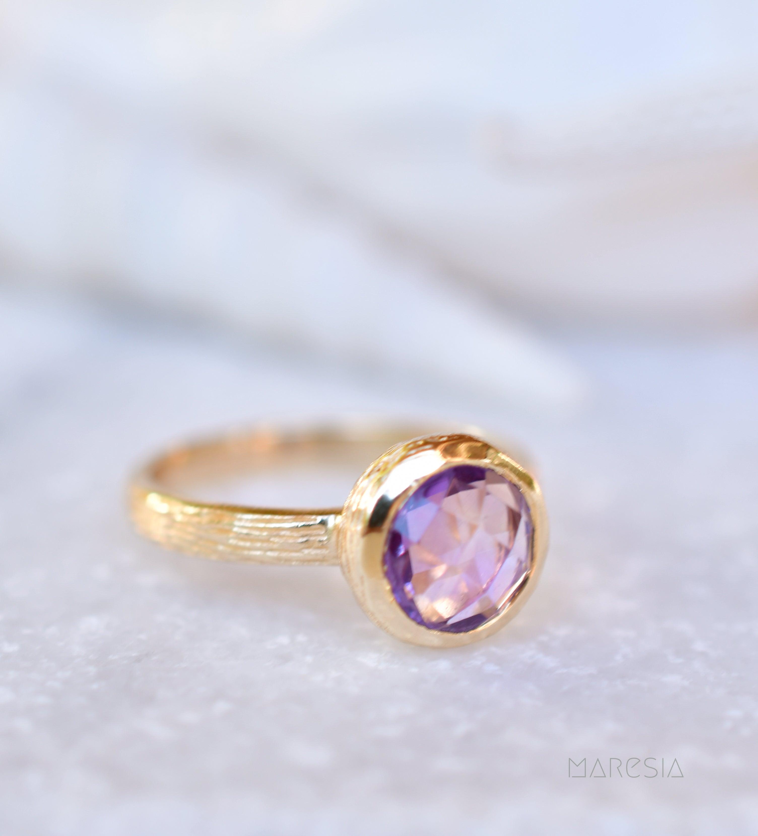 Renata Amethyst Gold Ring ~ 18k Gold Plated ~ SMR121 - Maresia Jewelry