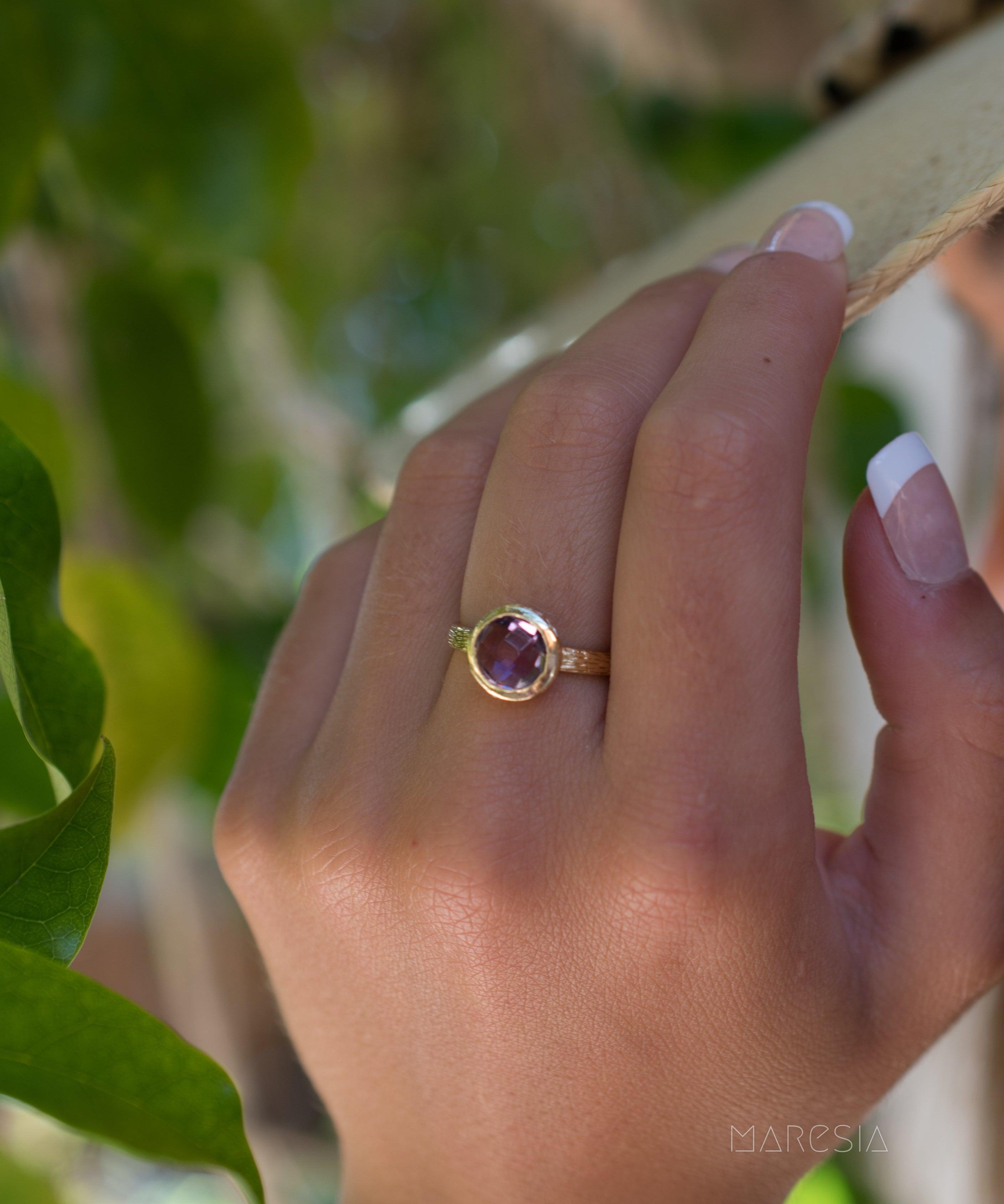 Renata Amethyst Gold Ring ~ 18k Gold Plated ~ SMR121 - Maresia Jewelry