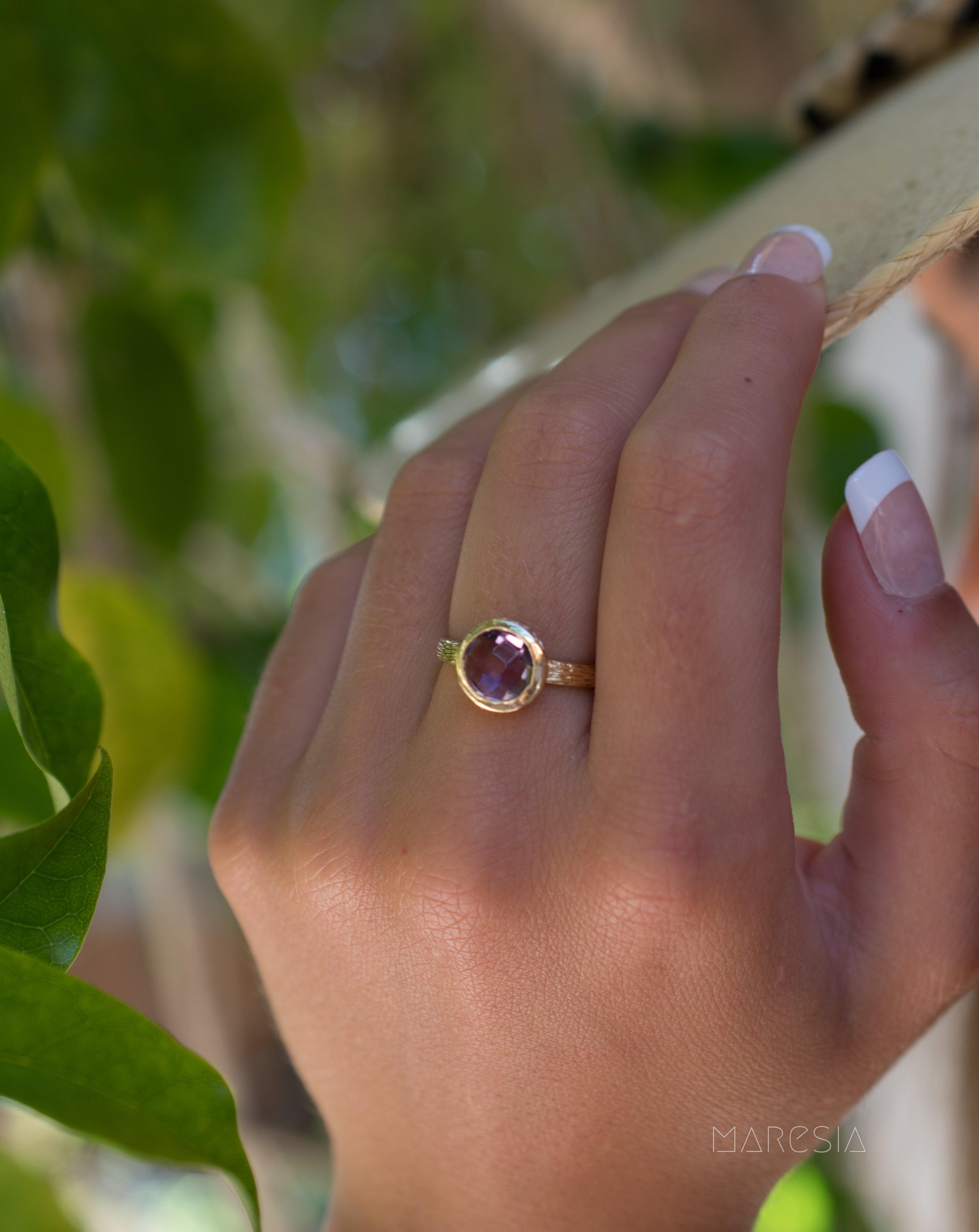 Renata Amethyst Gold Ring ~ 18k Gold Plated ~ SMR121 - Maresia Jewelry
