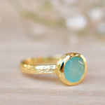 Renata Aqua Chalcedony Gold Ring ~ 18k Gold Plated ~ SMR117 - Maresia Jewelry
