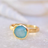 Renata Blue Chalcedony Gold Ring ~ 18k Gold Plated ~ SMR119 - Maresia Jewelry