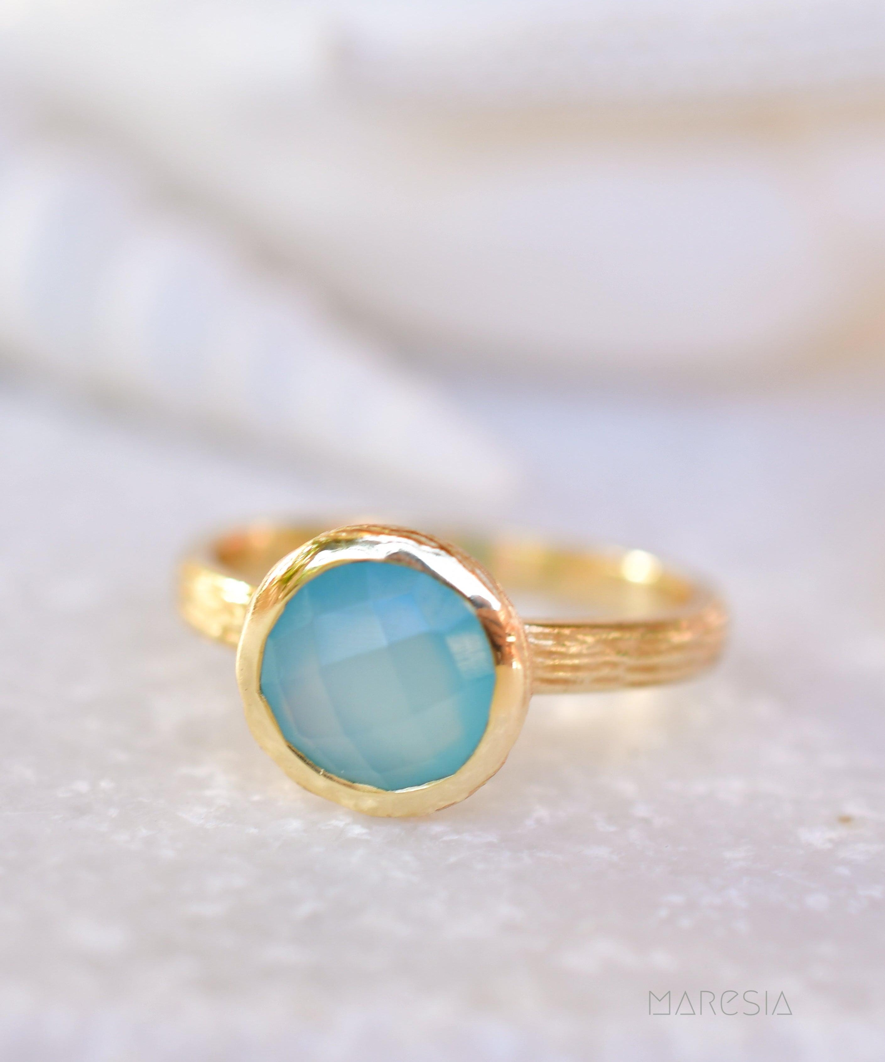 Renata Blue Chalcedony Gold Ring ~ 18k Gold Plated ~ SMR119 - Maresia Jewelry