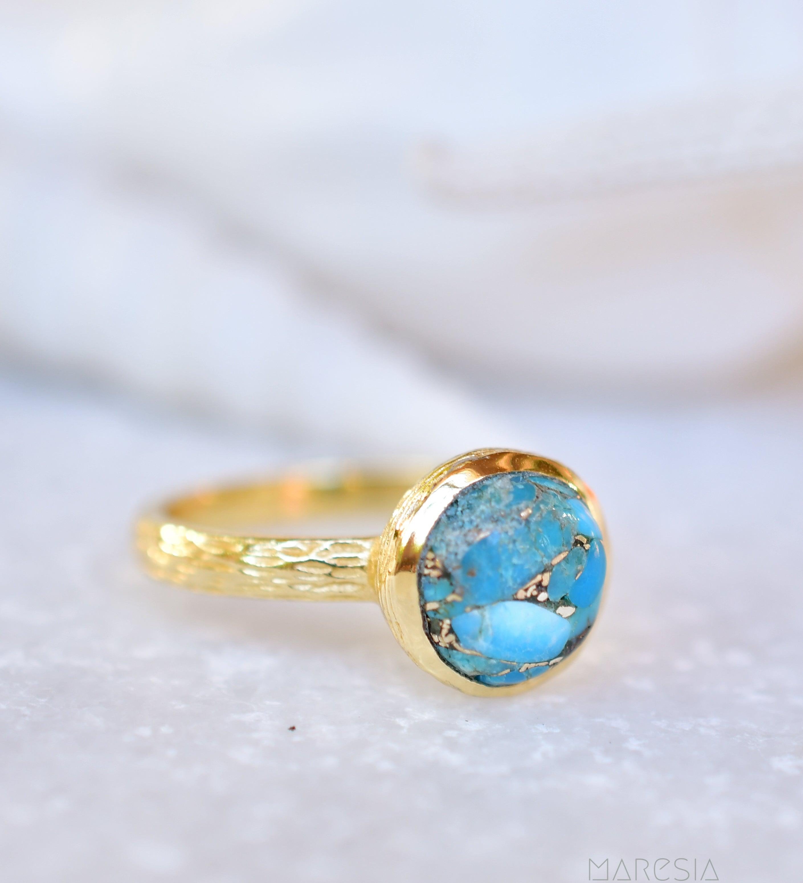 Renata Copper Turquoise Gold Ring ~ 18k Gold Plated ~ SMR118 - Maresia Jewelry