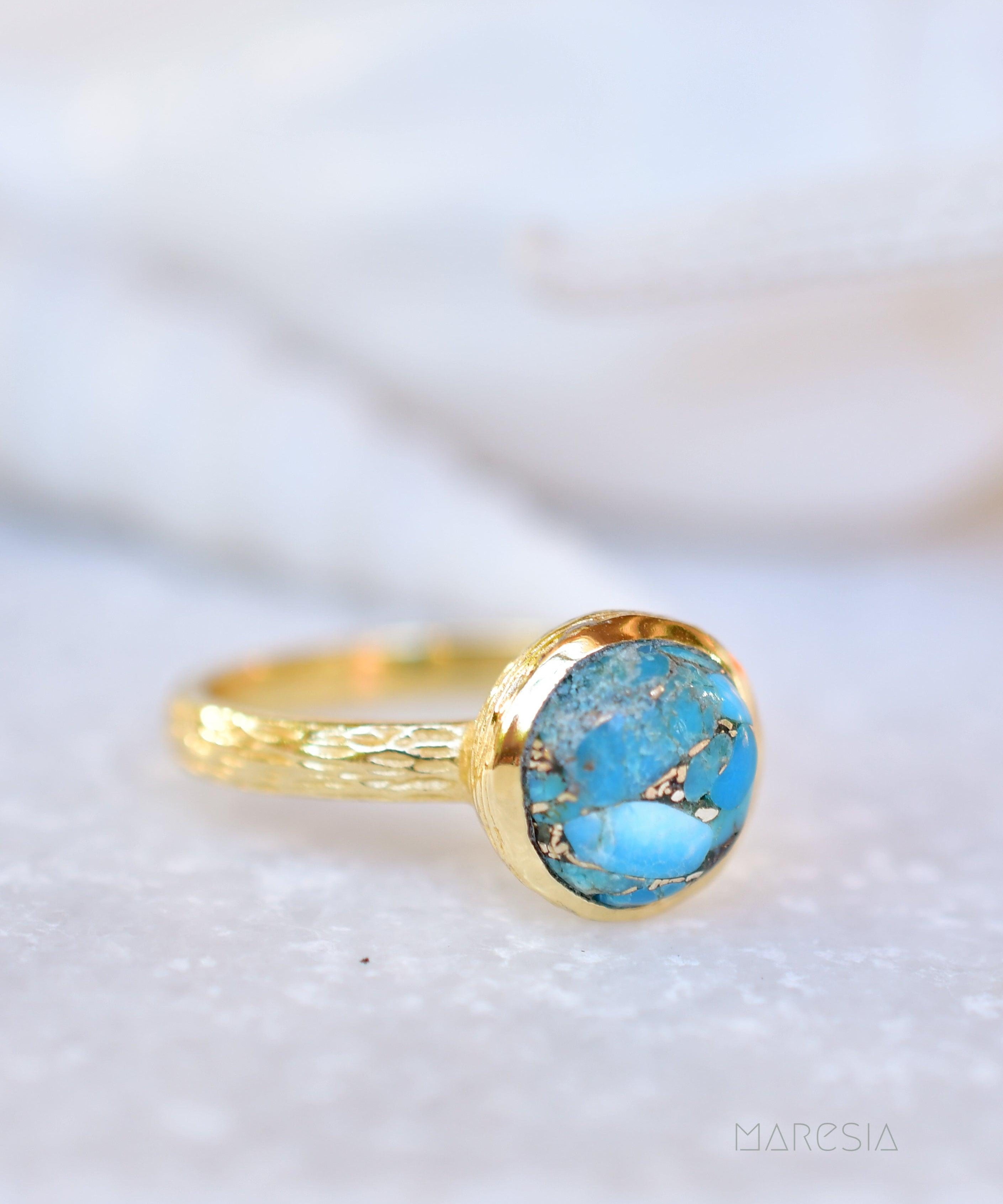 Renata Copper Turquoise Gold Ring ~ 18k Gold Plated ~ SMR118 - Maresia Jewelry