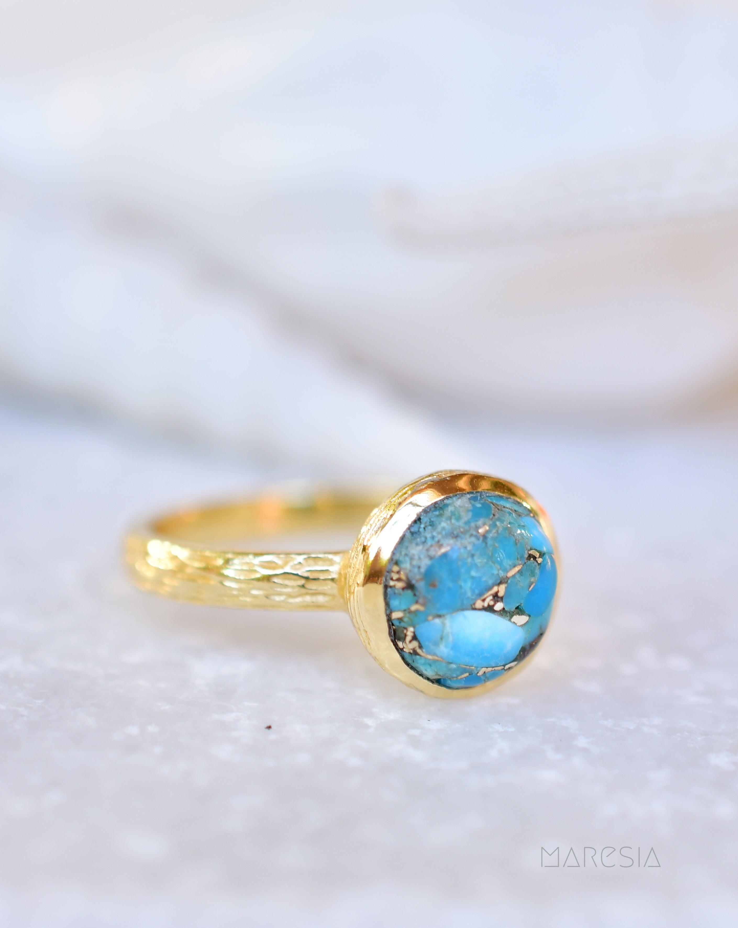 Renata Copper Turquoise Gold Ring ~ 18k Gold Plated ~ SMR118 - Maresia Jewelry