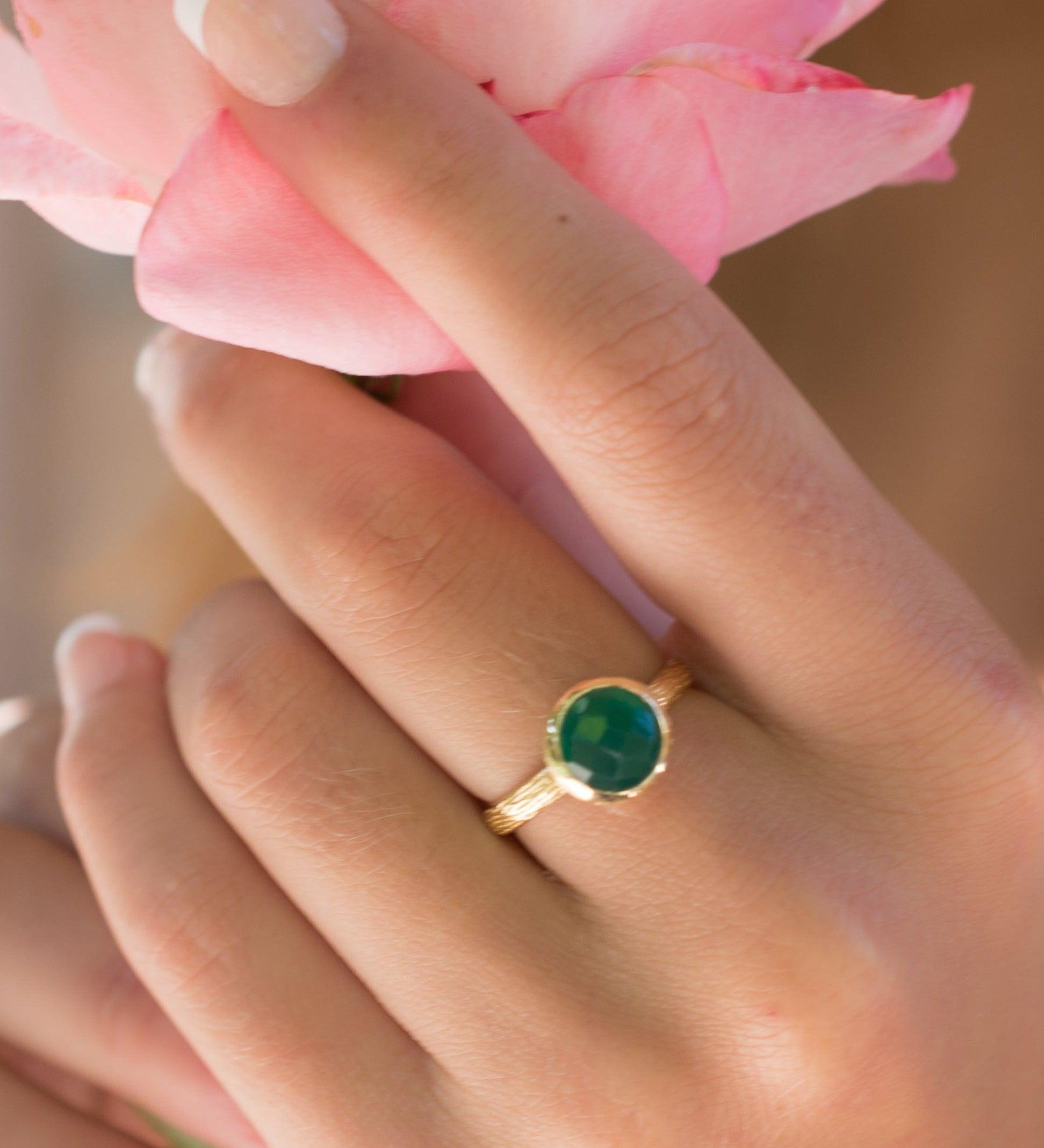 Green Onyx Gold Ring ~ 18k Gold Plated ~ - Maresia Jewelry
