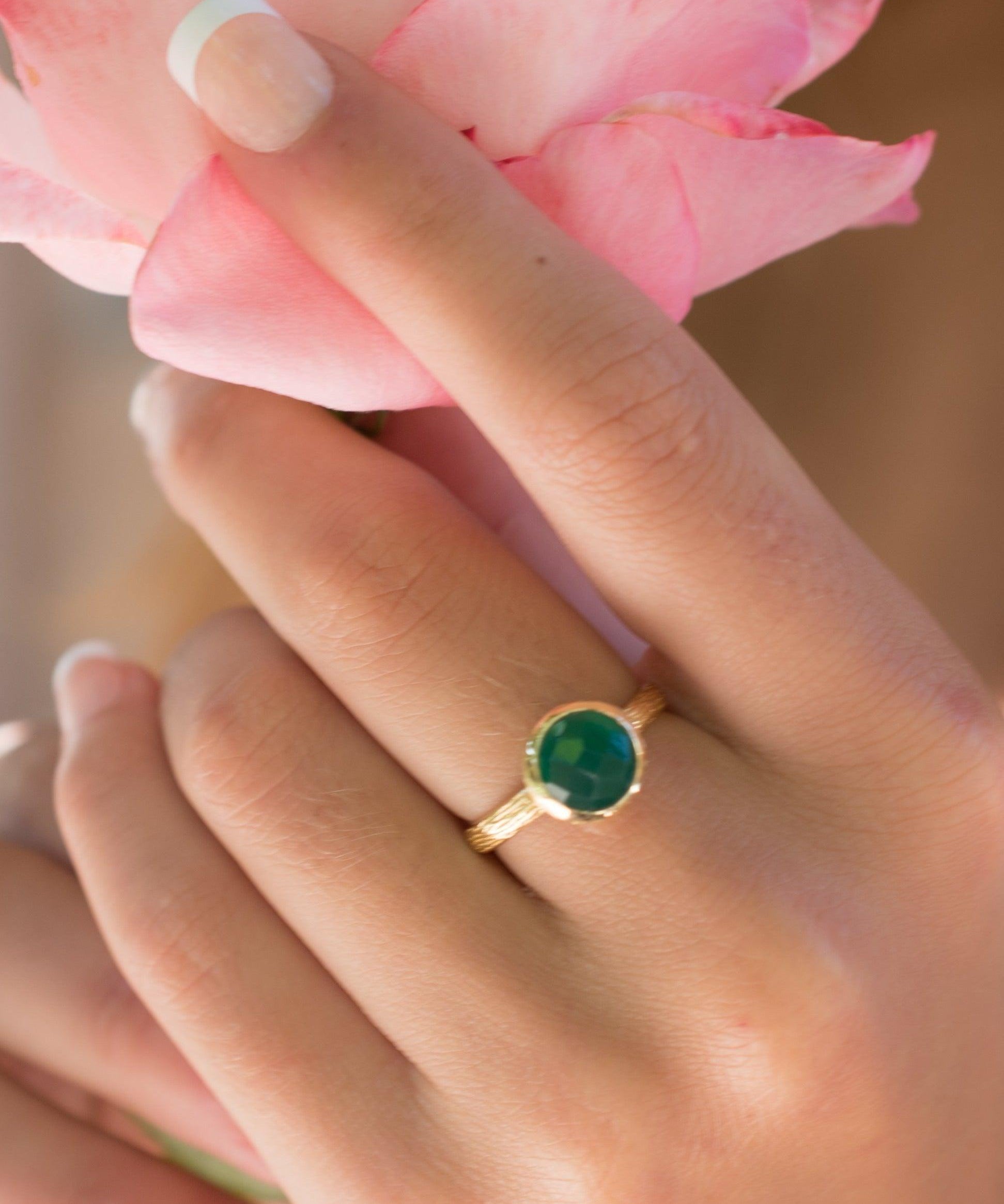 Green Onyx Gold Ring ~ 18k Gold Plated ~ - Maresia Jewelry