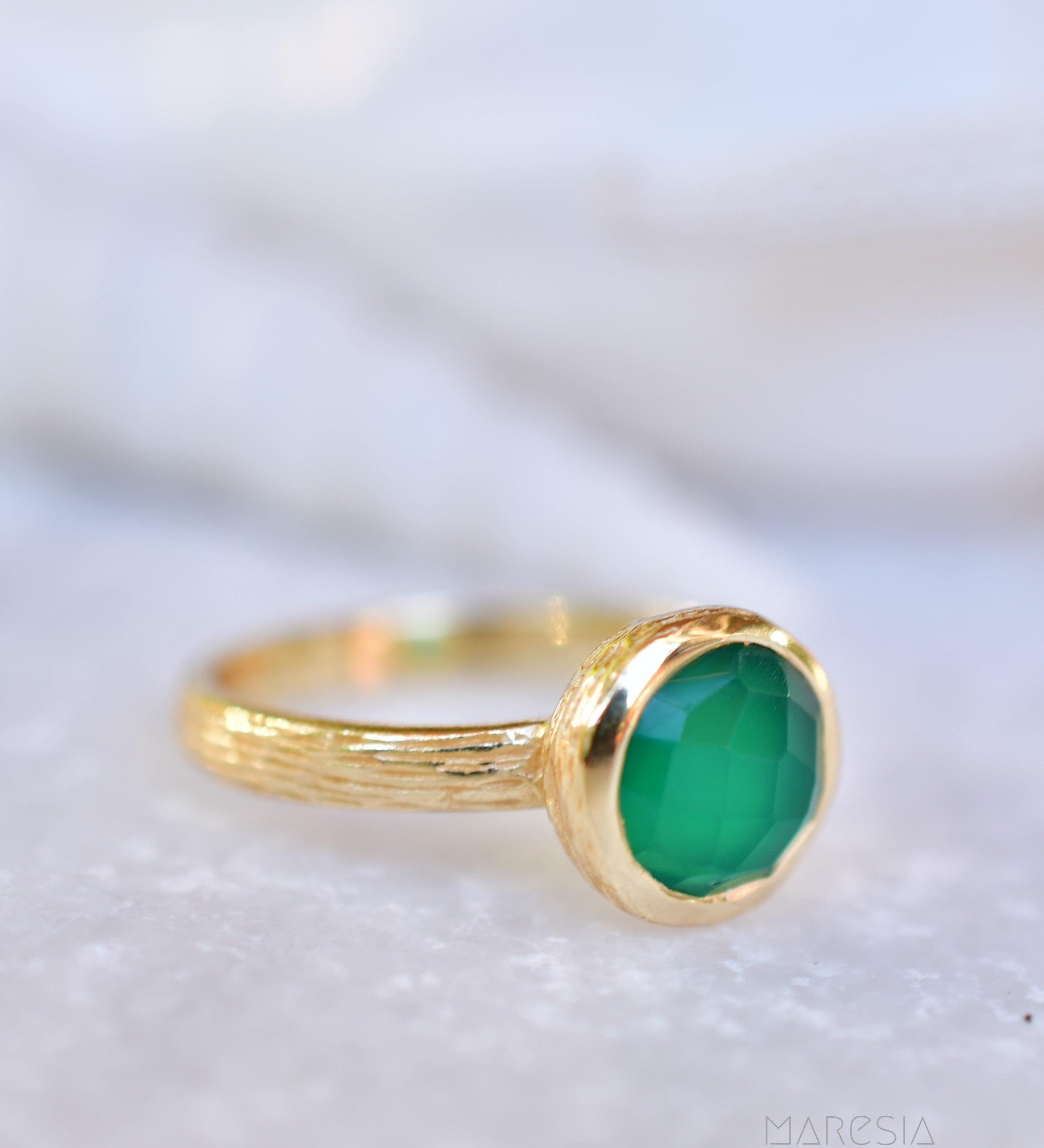 Renata Green Onyx Gold Ring ~ 18k Gold Plated ~ SMR115 - Maresia Jewelry