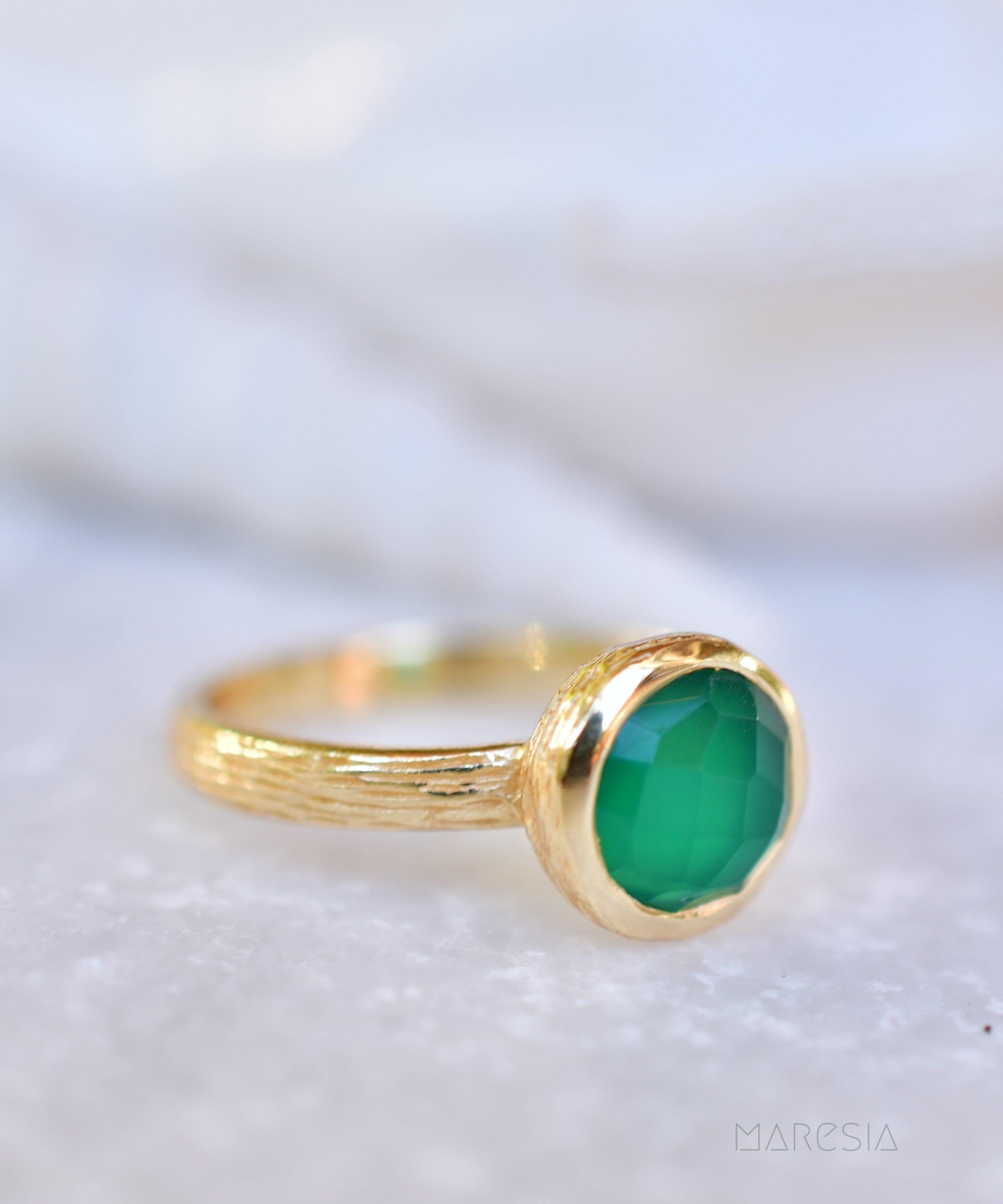 Renata Green Onyx Gold Ring ~ 18k Gold Plated ~ SMR115 - Maresia Jewelry
