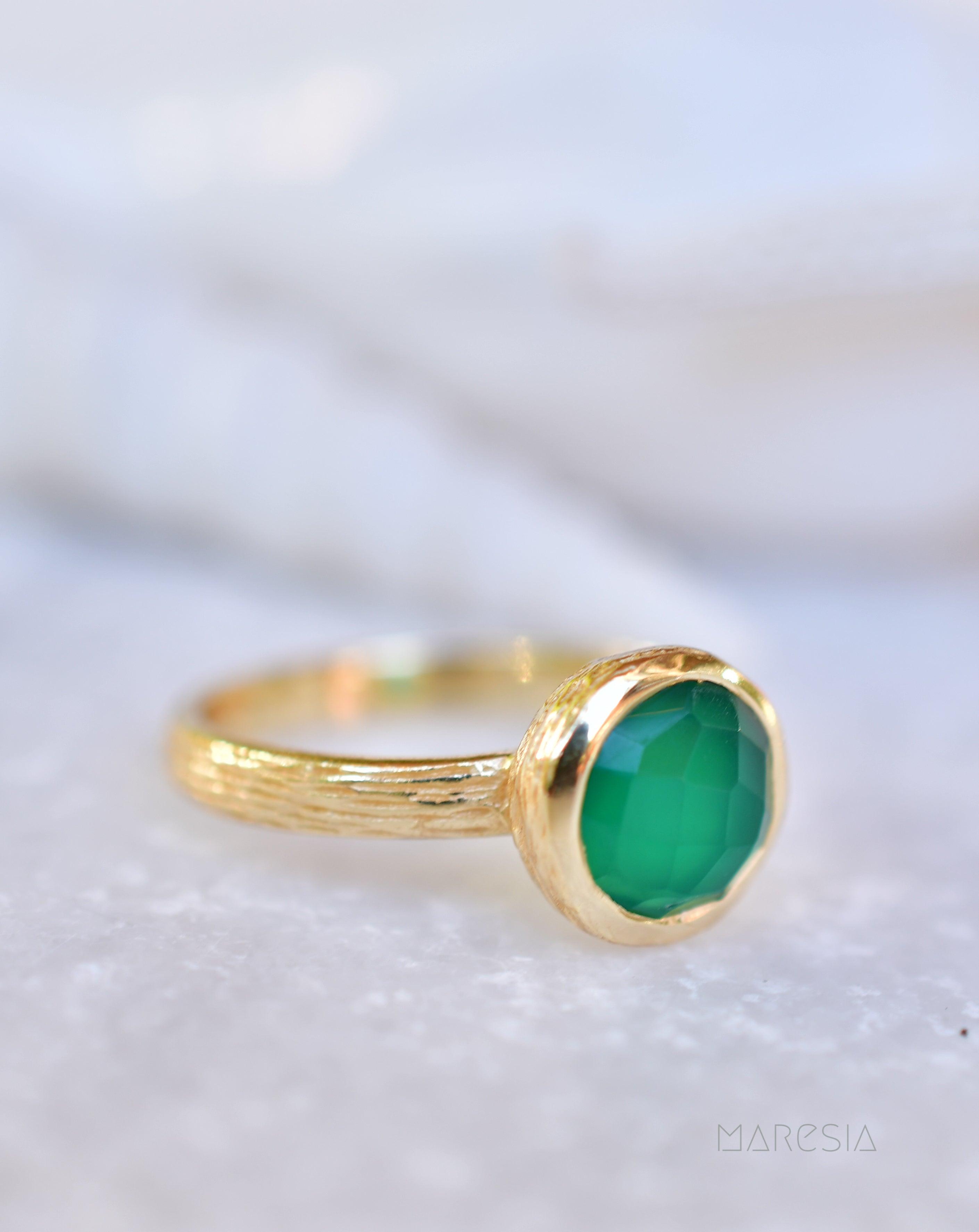 Renata Green Onyx Gold Ring ~ 18k Gold Plated ~ SMR115 - Maresia Jewelry