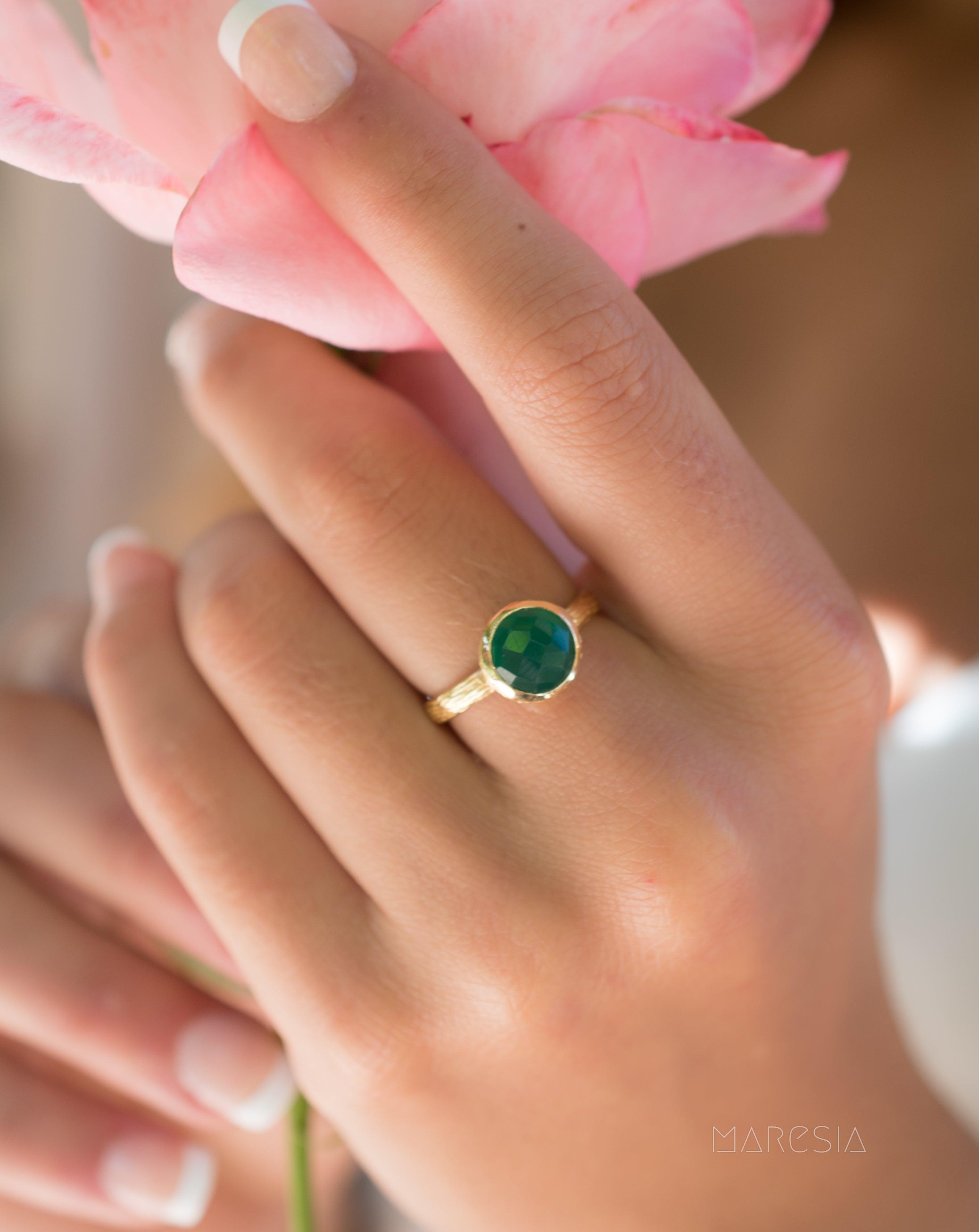 Green Onyx Gold Ring ~ 18k Gold Plated ~ - Maresia Jewelry