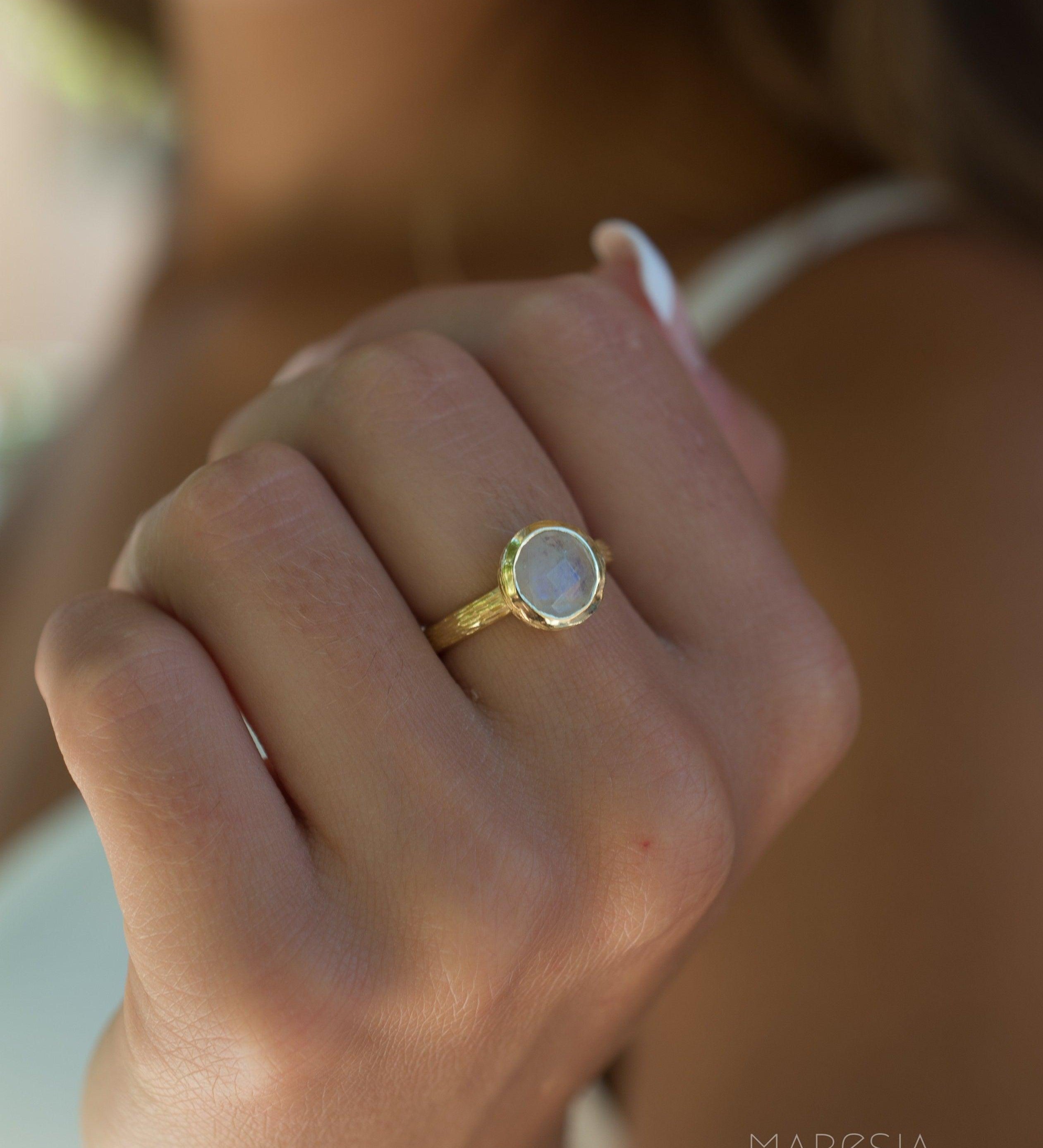 Renata Moonstone Gold Ring ~ 18k Gold Plated ~ SMR123 - Maresia Jewelry