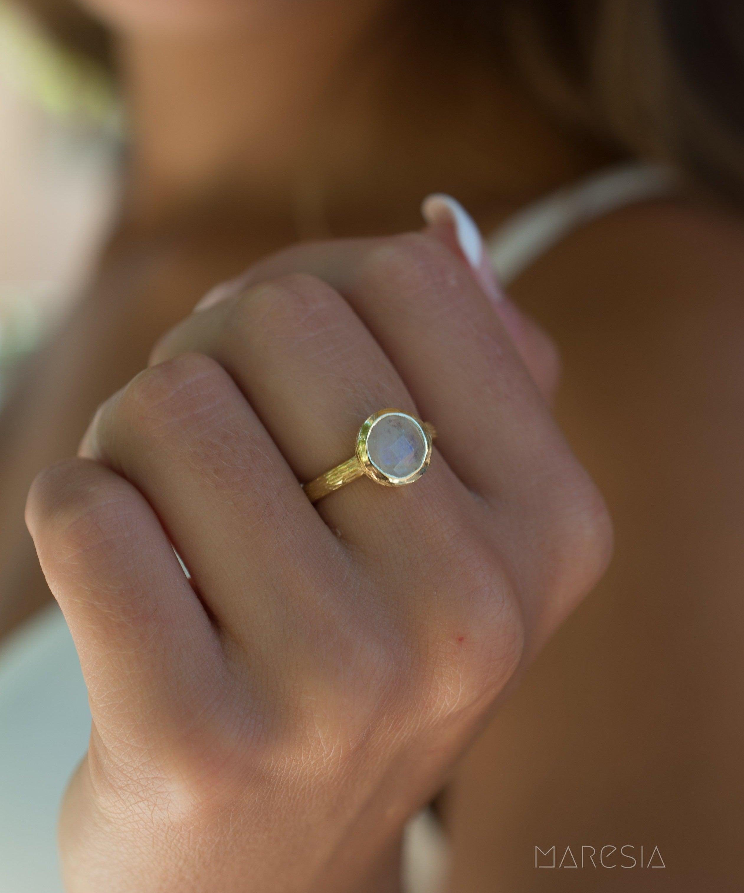 Renata Moonstone Gold Ring ~ 18k Gold Plated ~ SMR123 - Maresia Jewelry