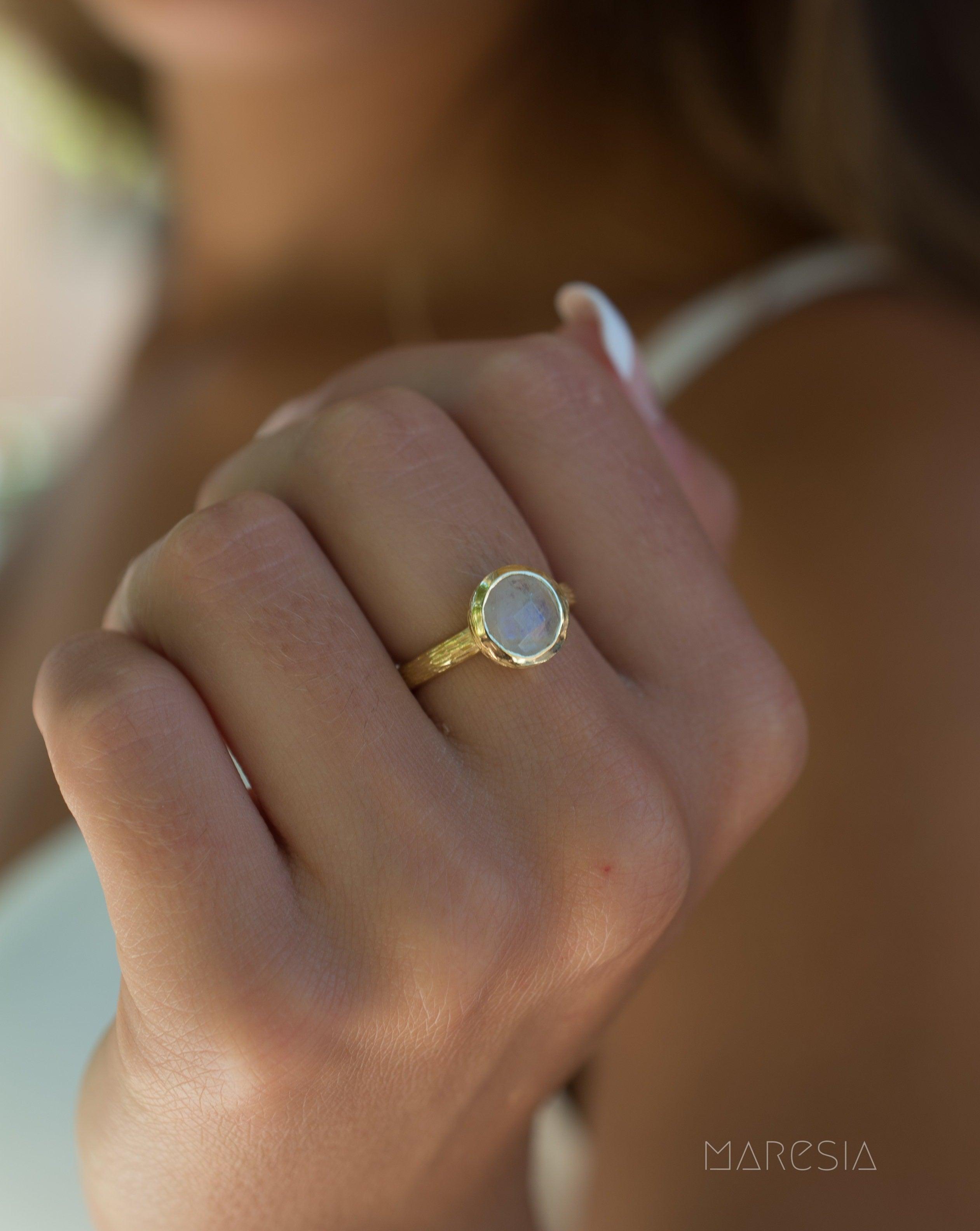 Renata Moonstone Gold Ring ~ 18k Gold Plated ~ SMR123 - Maresia Jewelry