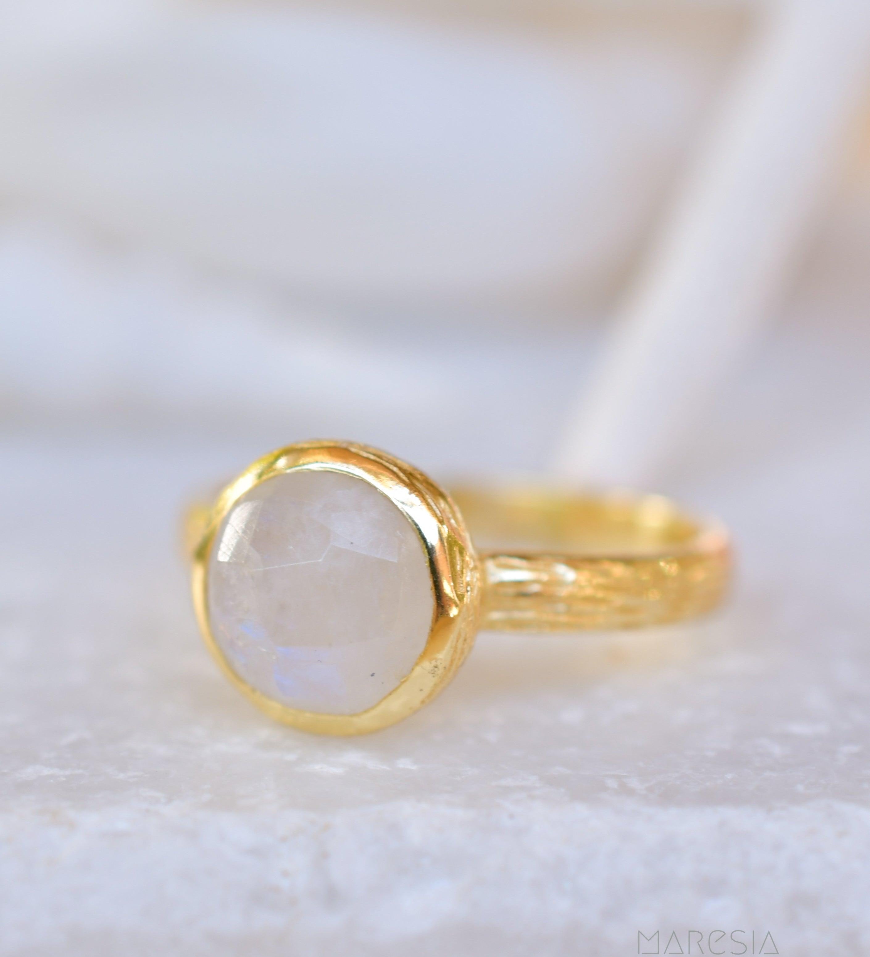 Renata Moonstone Gold Ring ~ 18k Gold Plated ~ SMR123 - Maresia Jewelry