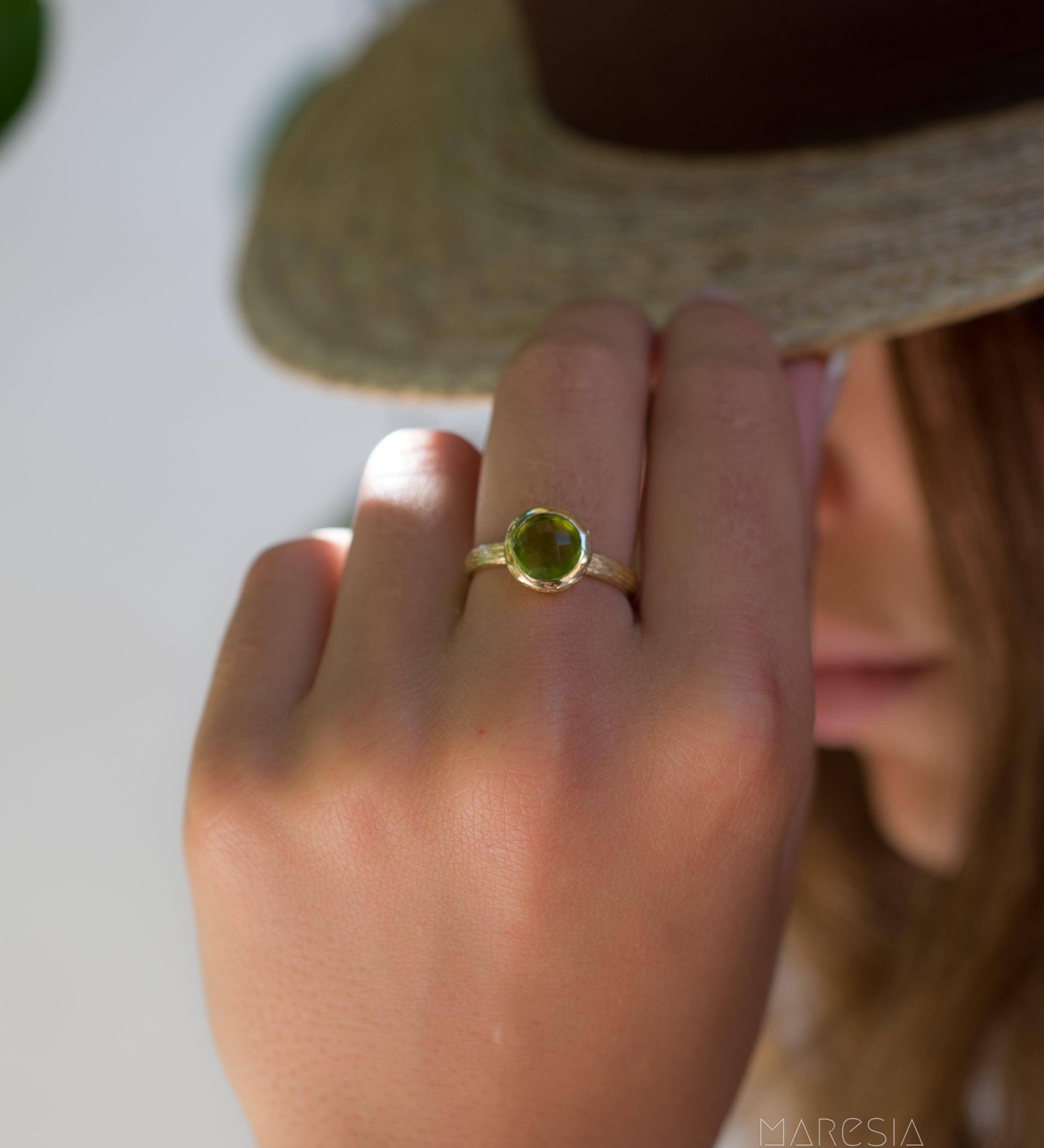 Renata Peridot Hydro Gold Ring ~ 18k Gold Plated ~ SMR116 - Maresia Jewelry