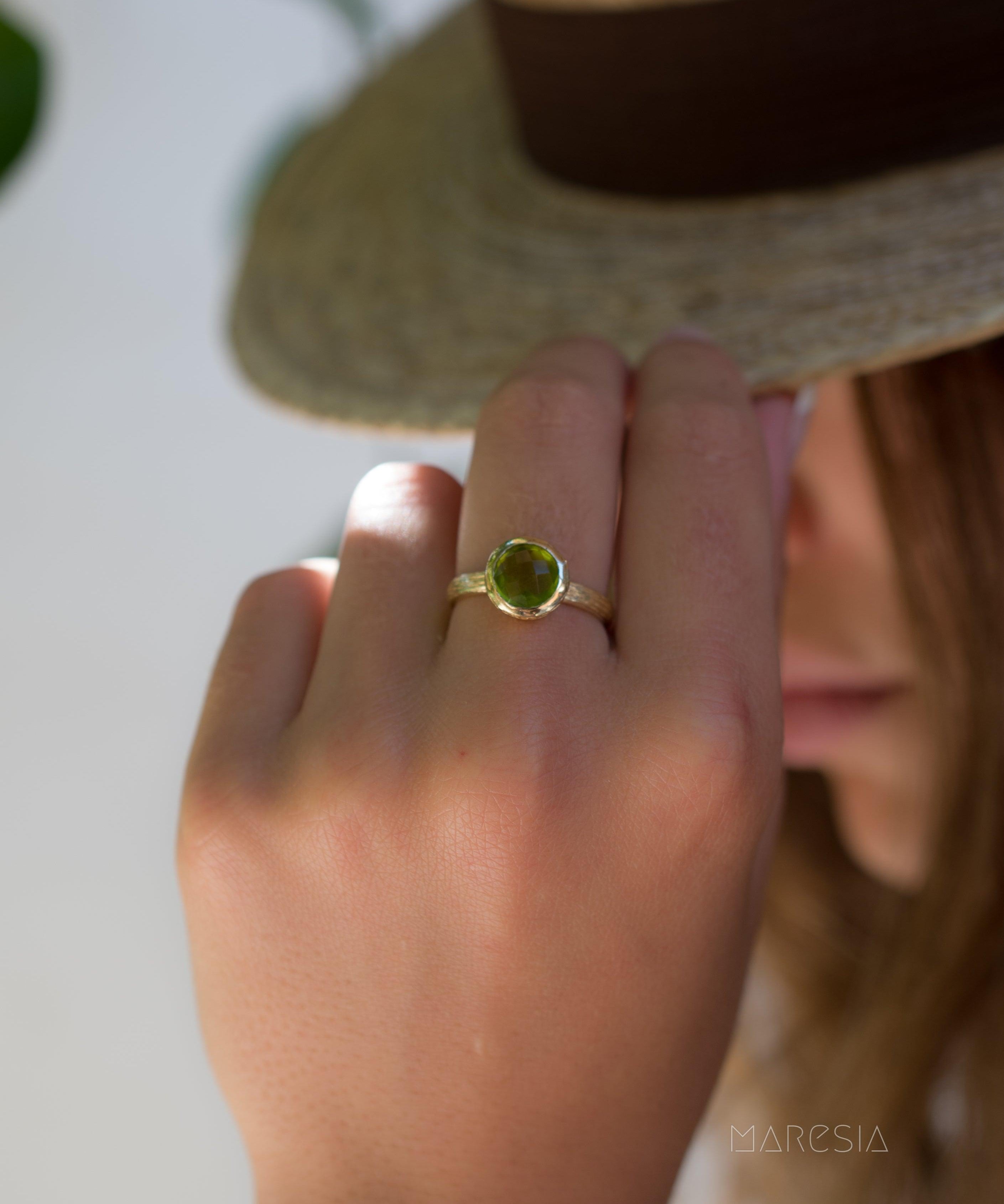 Renata Peridot Hydro Gold Ring ~ 18k Gold Plated ~ SMR116 - Maresia Jewelry