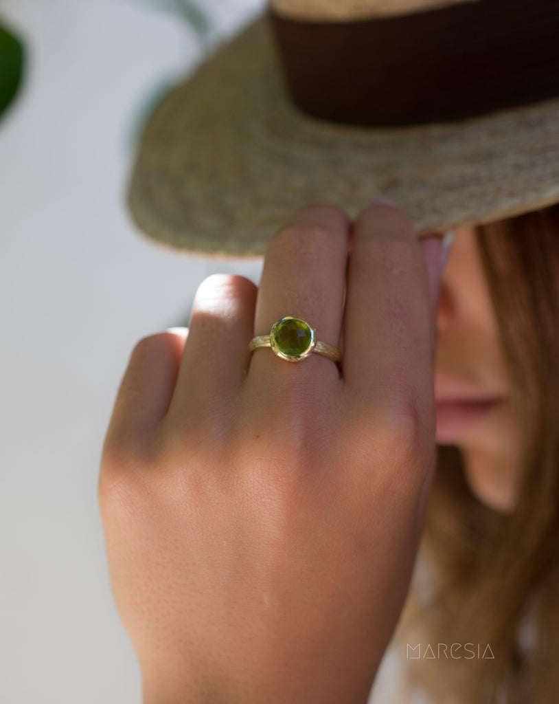 Renata Peridot Hydro Gold Ring ~ 18k Gold Plated ~ SMR116 - Maresia Jewelry