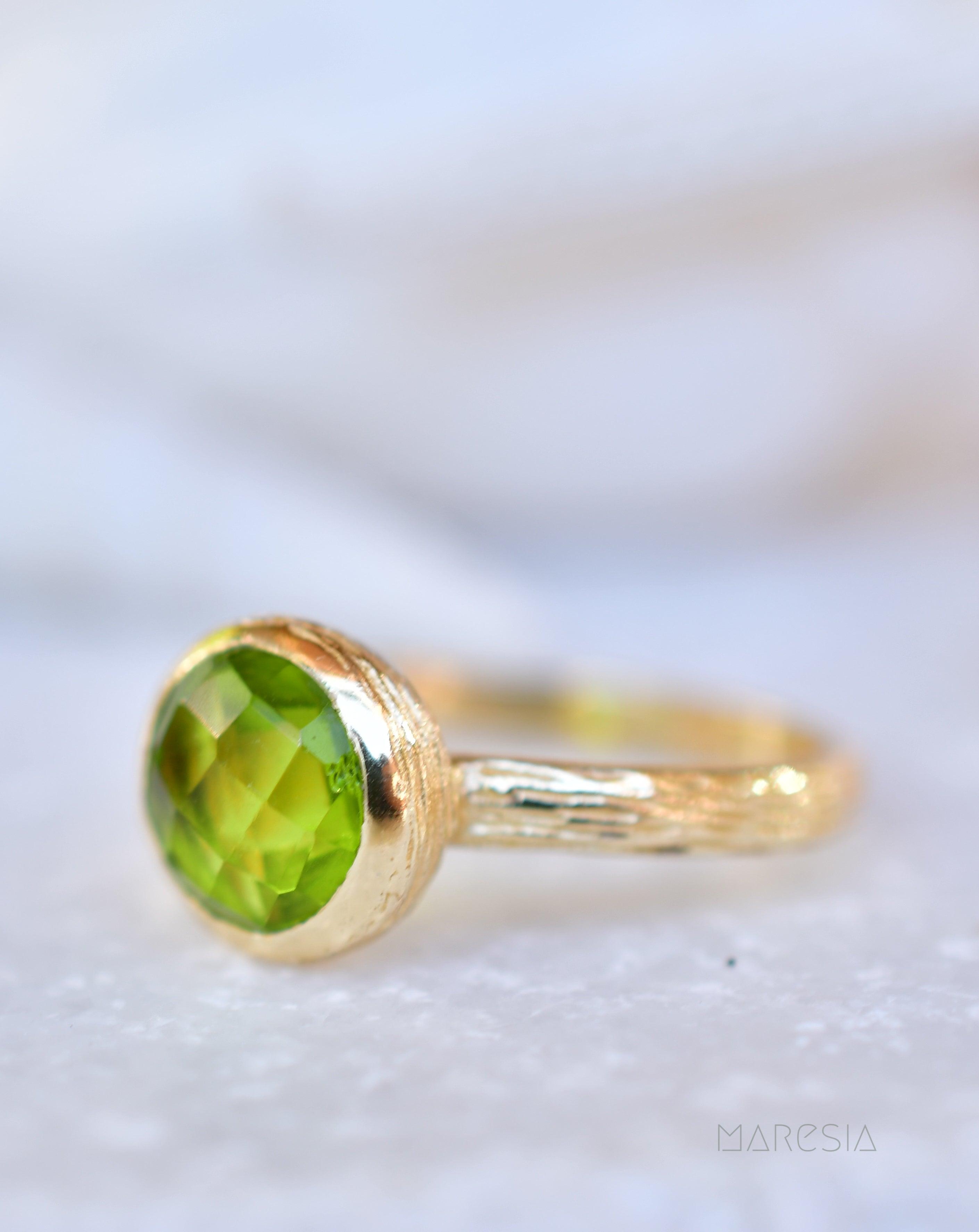 Renata Peridot Hydro Gold Ring ~ 18k Gold Plated ~ SMR116 - Maresia Jewelry