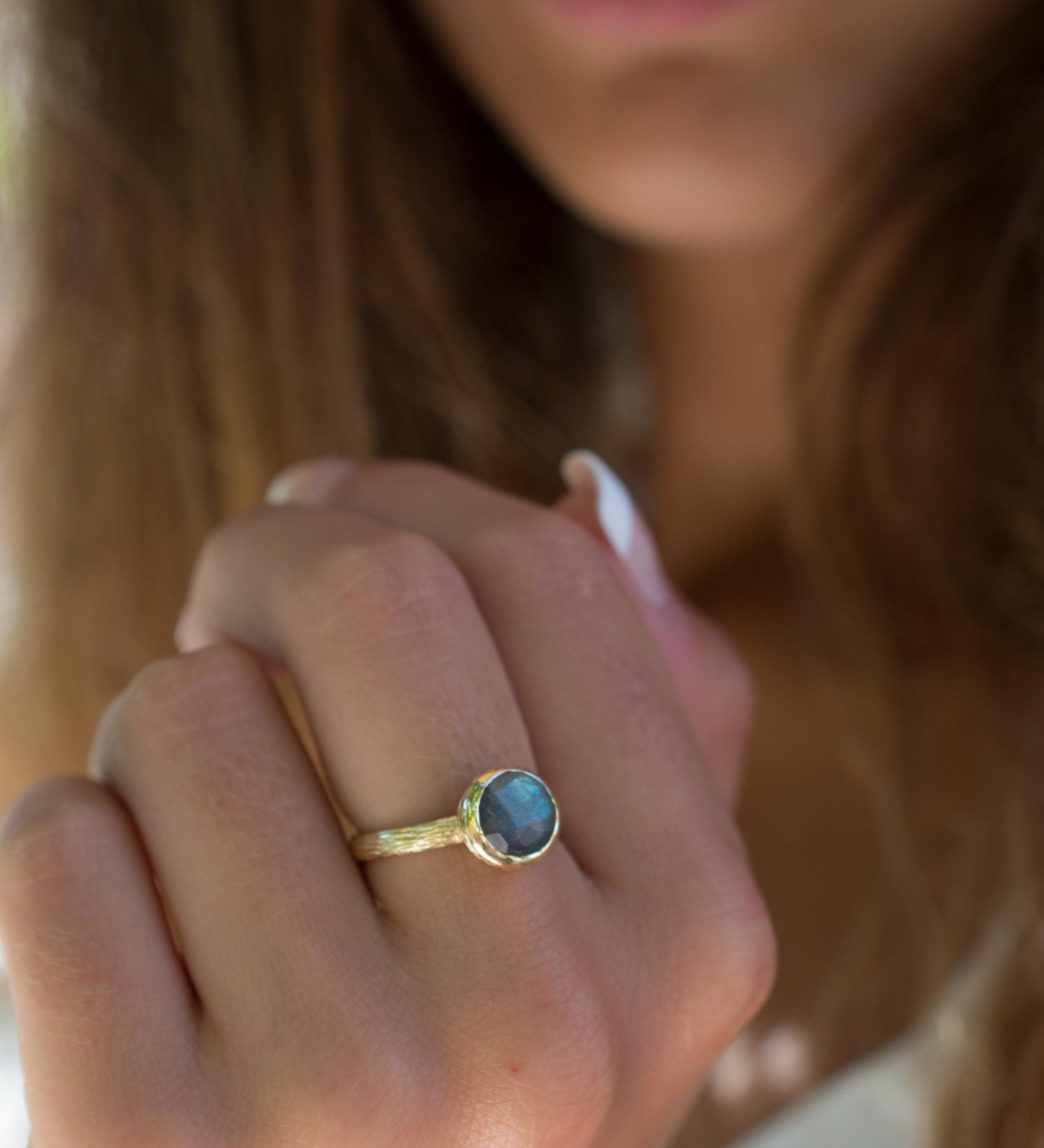 Rainbow Labradorite Ring ~ 18k Gold Plated ~ - Maresia Jewelry