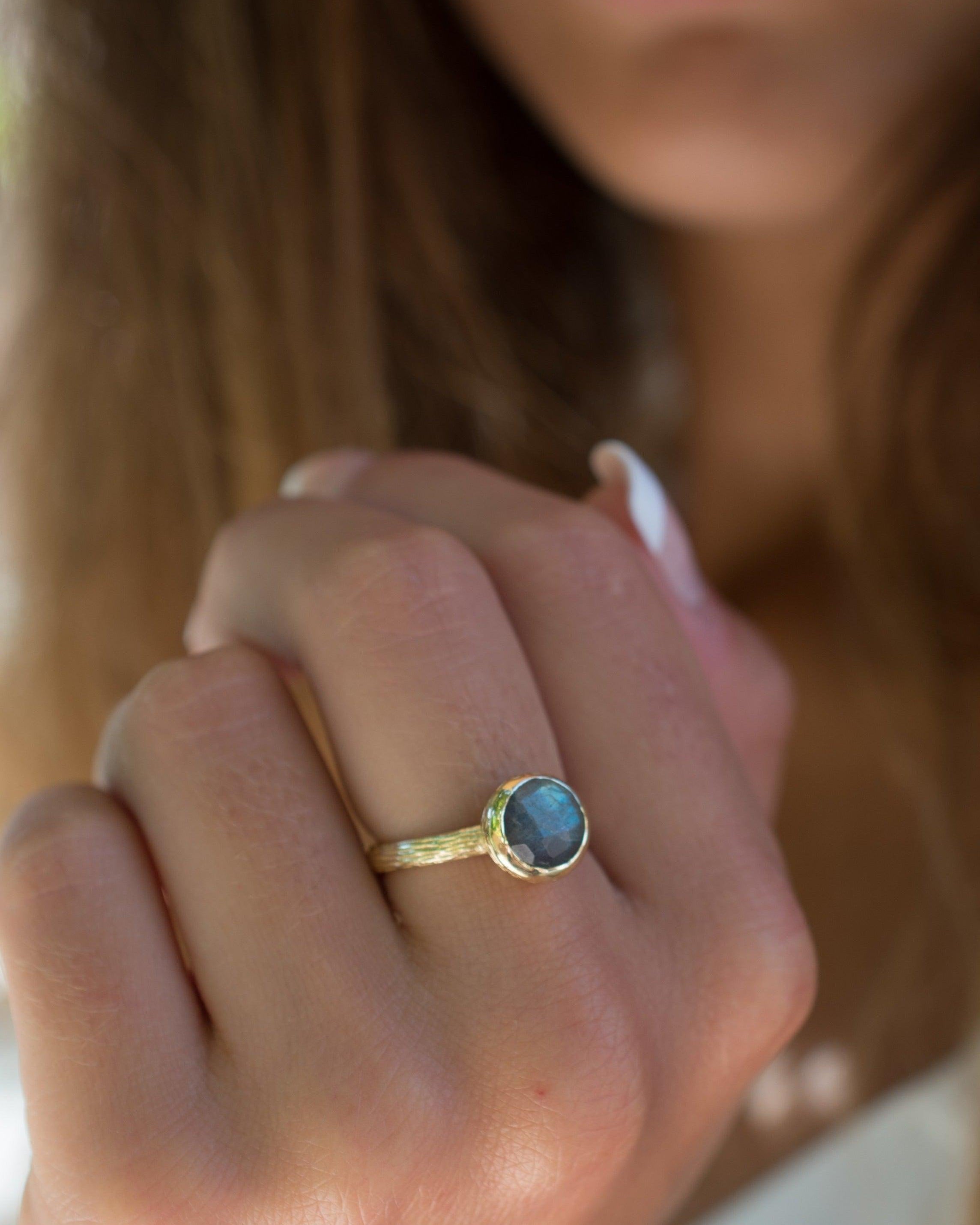 Rainbow Labradorite Ring ~ 18k Gold Plated ~ - Maresia Jewelry
