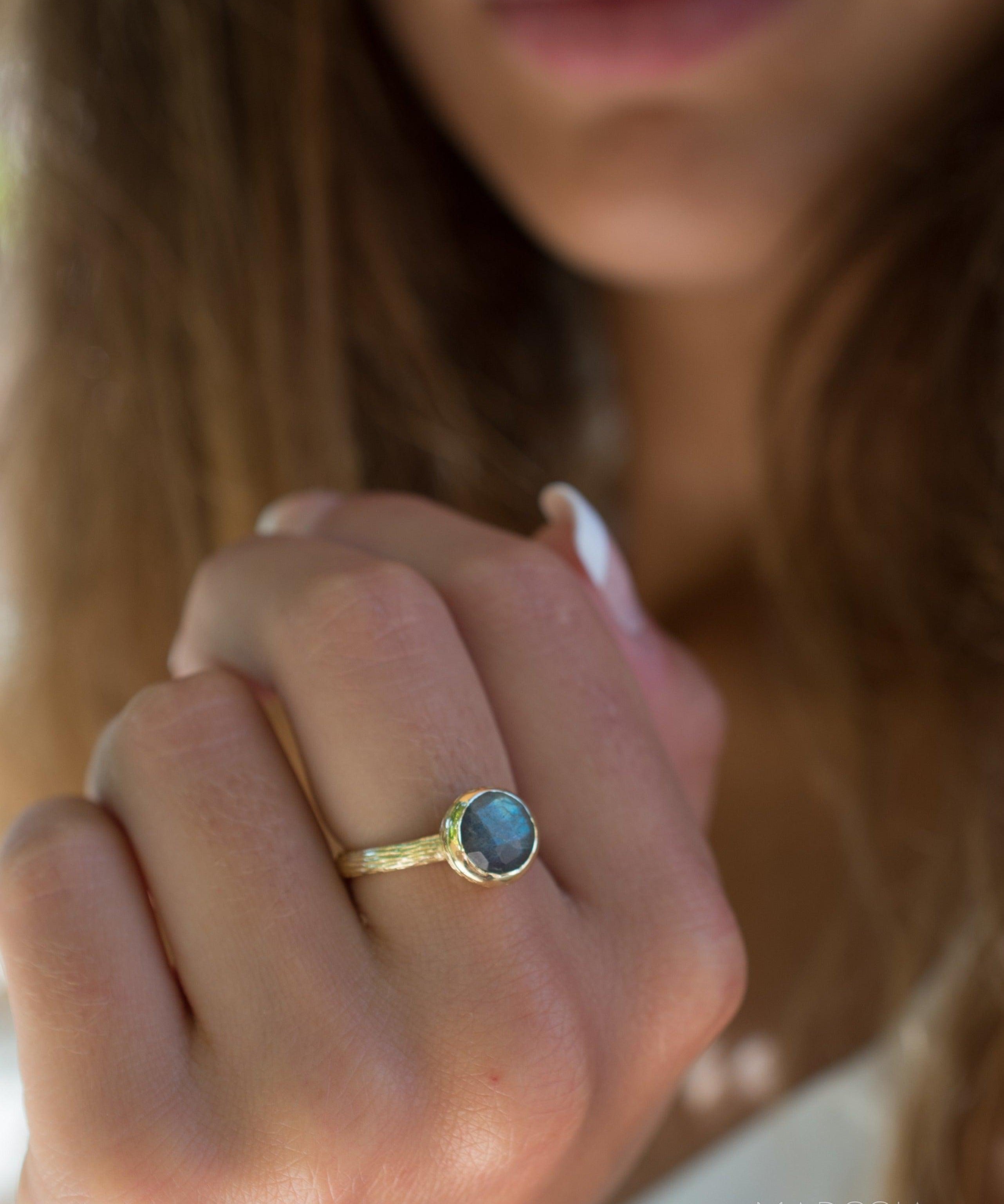 Rainbow Labradorite Ring ~ 18k Gold Plated ~ - Maresia Jewelry
